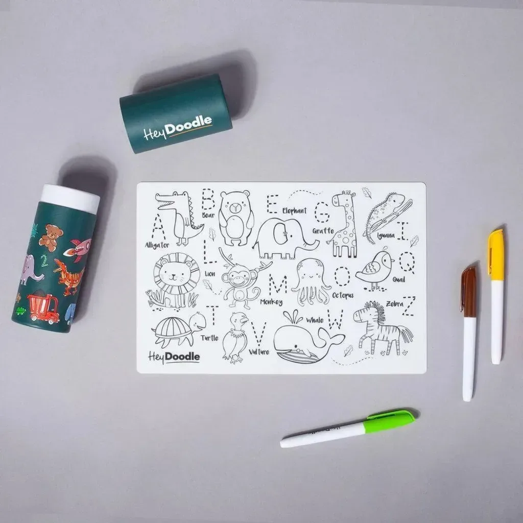 Hey Doodle 迷你矽膠畫墊、收納筒與彩色筆組合